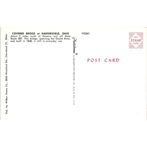 Covered Bridge Harpersfield Ohilo Geneva Grand River Postcards - Picture 2 of 2